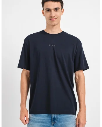 Tricou din bumbac cu logo, Bleumarin
