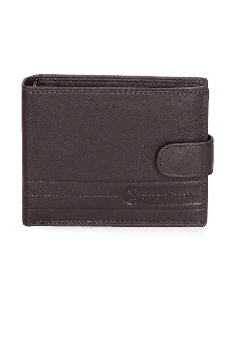 Portofel pliabil de piele cu logo discret 166973, Maro taupe