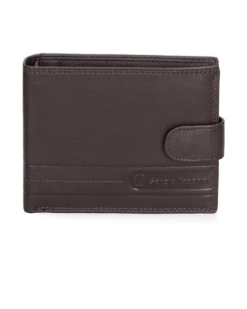 Portofel pliabil de piele cu logo discret 166973, Maro taupe