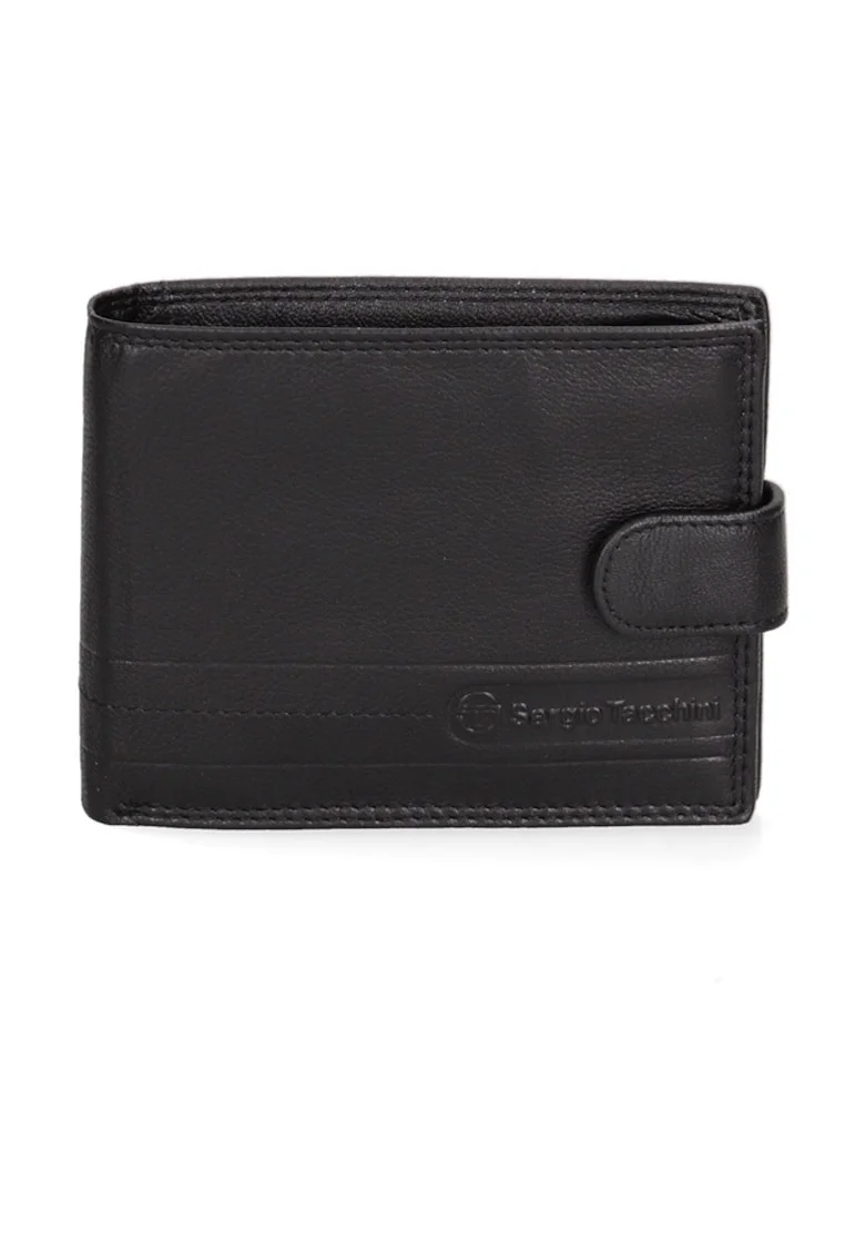 Portofel pliabil de piele cu logo discret 166973, Negru