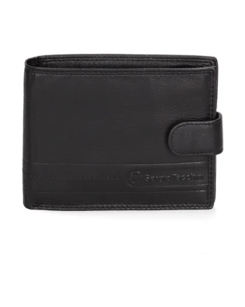 Portofel pliabil de piele cu logo discret 166973, Negru