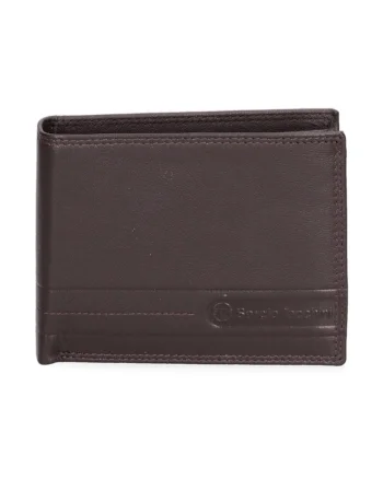 Portofel de piele cu logo discret 166975, Maro