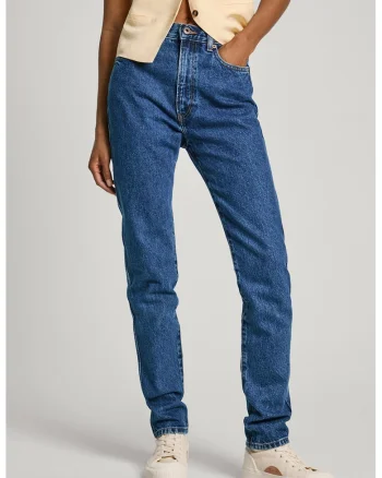 Blugi slim fit cu talie inalta, Albastru inchis