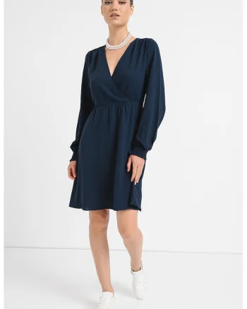 Rochie mini evazata cu decolteu cache coeur Gaja, Albastru ultramarin