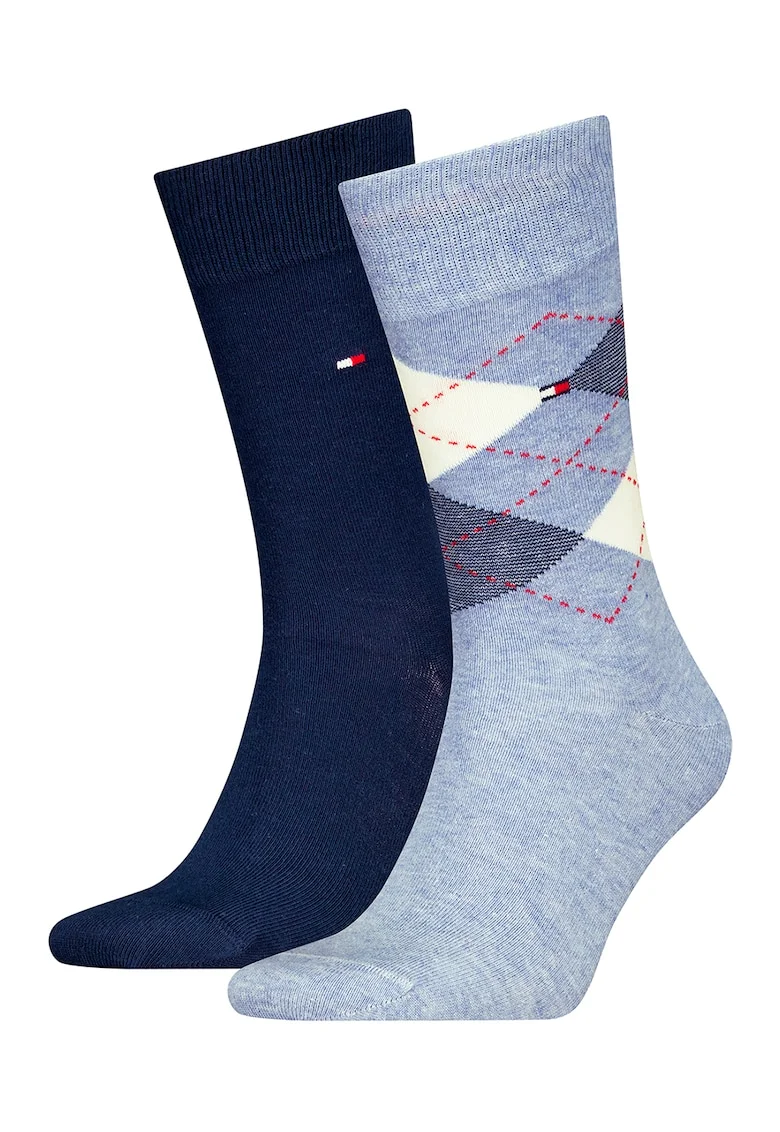 Set de sosete lungi cu logo discret - 2 perechi, Albastru deschis/Bleumarin