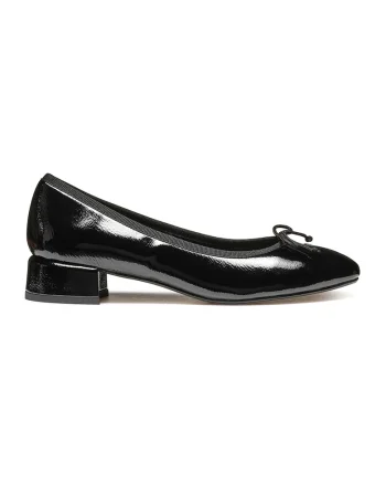 Pantofi de piele ecologica cu funda, Negru