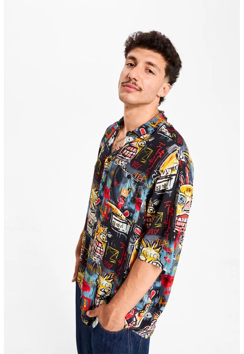 Camasa unisex supradimensionata din viscoza, Multicolor