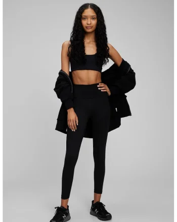 Colanti crop cu talie inalta, Negru