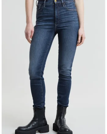 Blugi skinny cu aspect decolorat, Albastru inchis