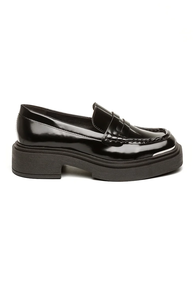 Pantofi loafer de piele lacuita, Negru