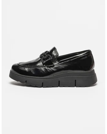 Pantofi loafer de piele cu aplicatie contrastanta, Negru stins