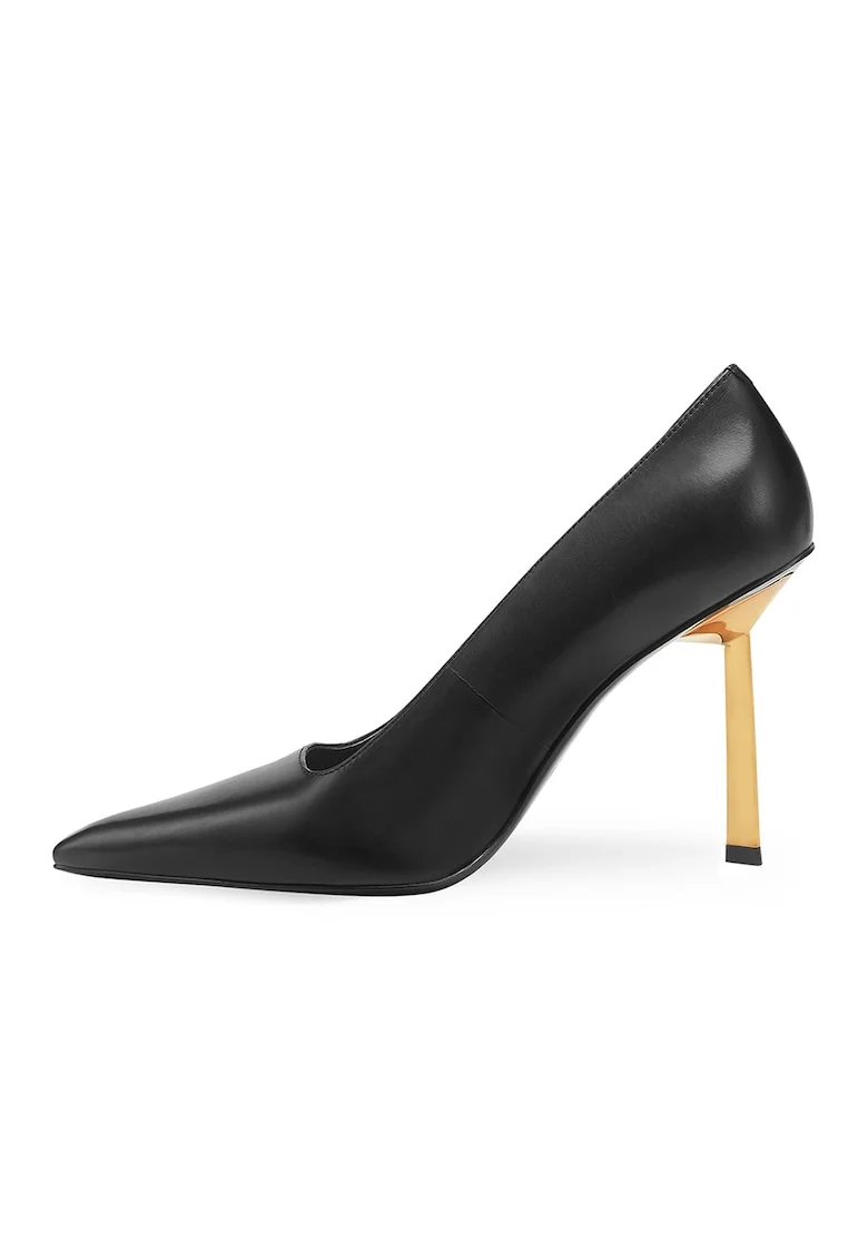 Pantofi de piele cu varf ascutit, Negru