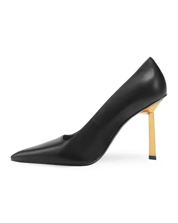 Pantofi de piele cu varf ascutit, Negru
