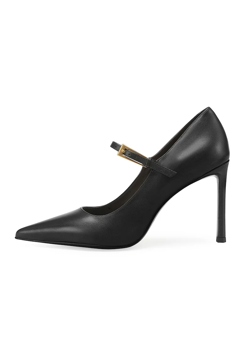 Pantofi de piele cu varf ascutit, Negru