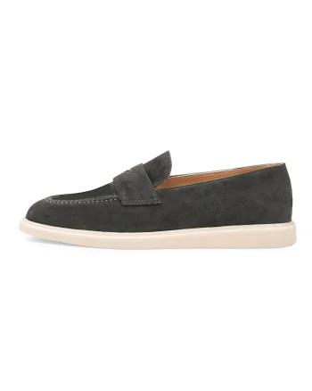 Pantofi loafer uni de piele intoarsa, Gri inchis