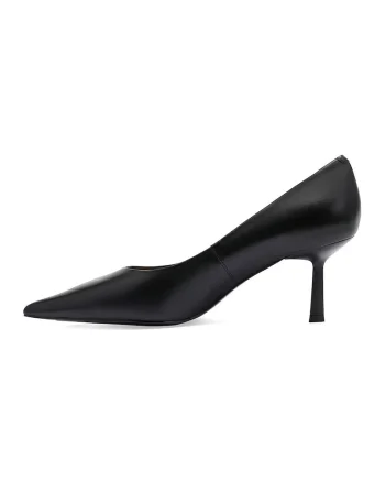 Pantofi stiletto de piele cu varf ascutit, Negru