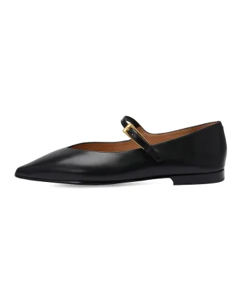 Balerini de piele cu varf ascutit, Negru