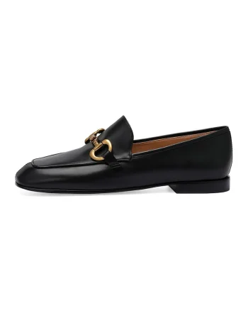 Pantofi loafer de piele cu varf patrat, Negru