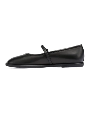 Balerini Mary Jane de piele, Negru