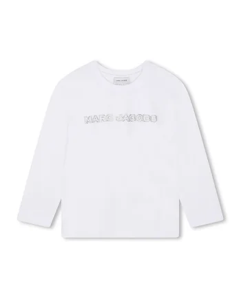 Bluza de bumbac cu logo, Alb/Argintiu