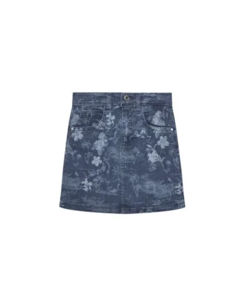 Fusta din denim cu model floral