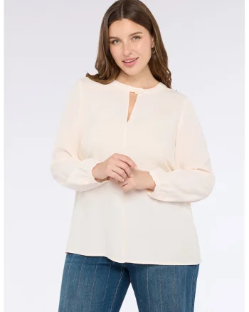 Bluza-tunica cu decupaj, Crem