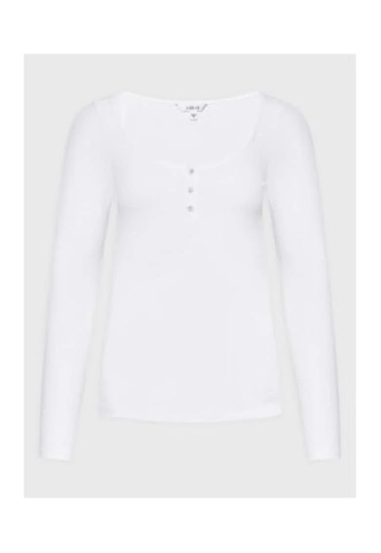 Bluza uni cu decolteu Henley,