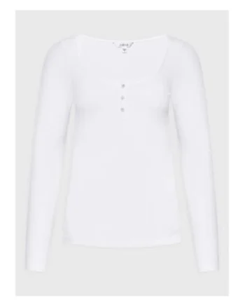 Bluza uni cu decolteu Henley,