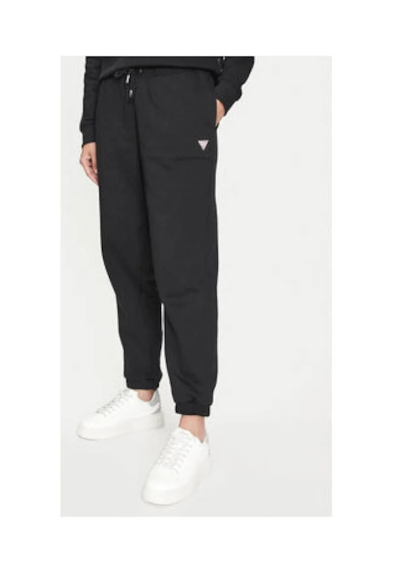 Pantaloni din amestec de bumbac cu șnururi și buzunare