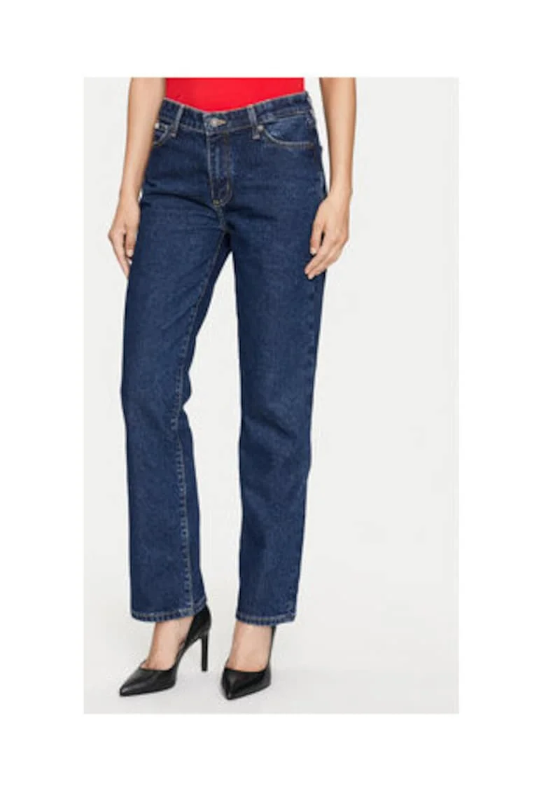 Blugi din denim regular fit cu talie medie cu buzunare