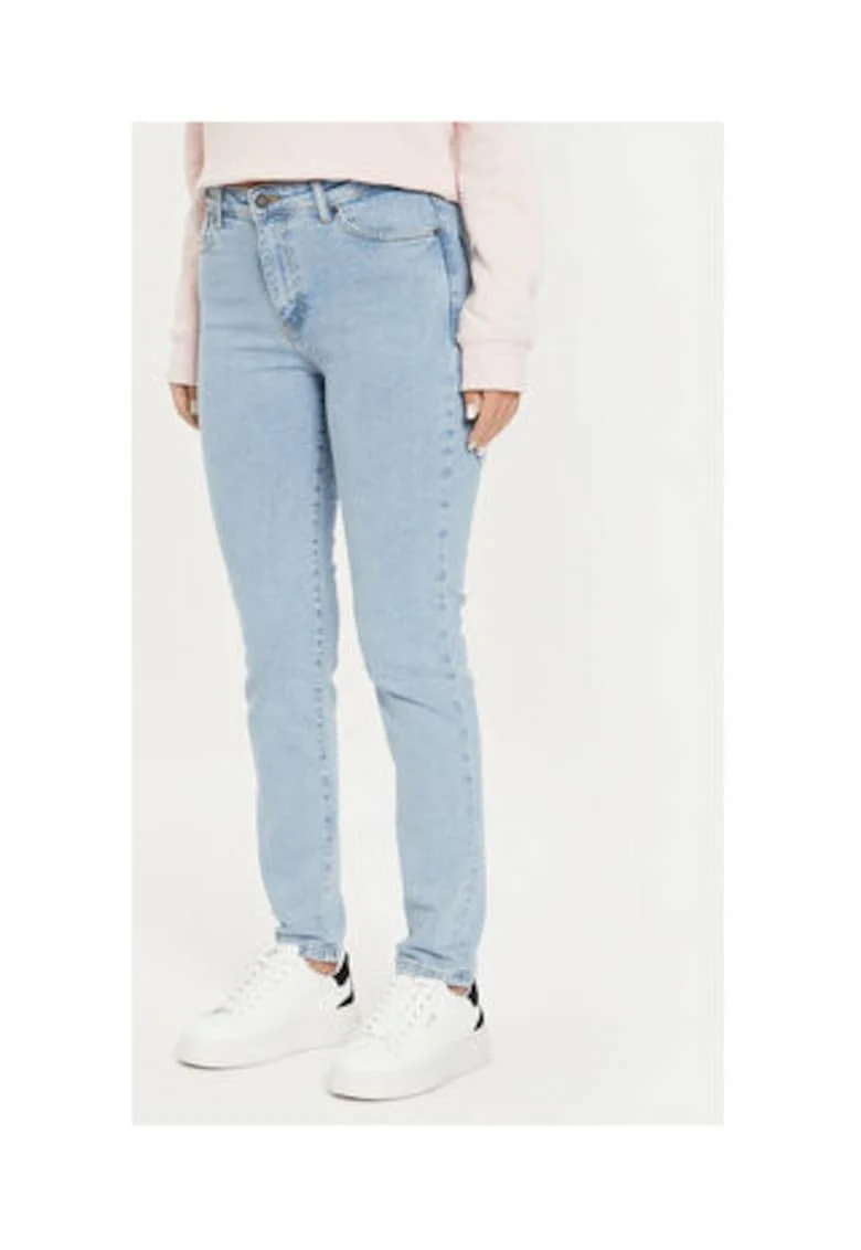 Blugi din denim slim fit cu talie medie cu buzunare