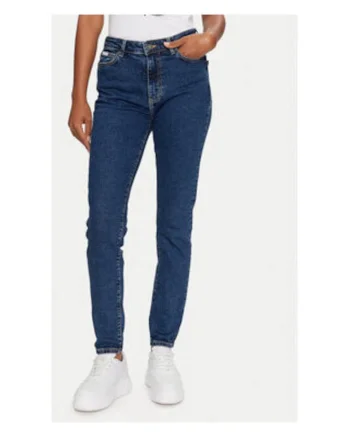 Blugi din denim skinny cu talie medie cu buzunare