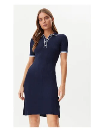 Rochie tricotata scurta cu maneci scurte