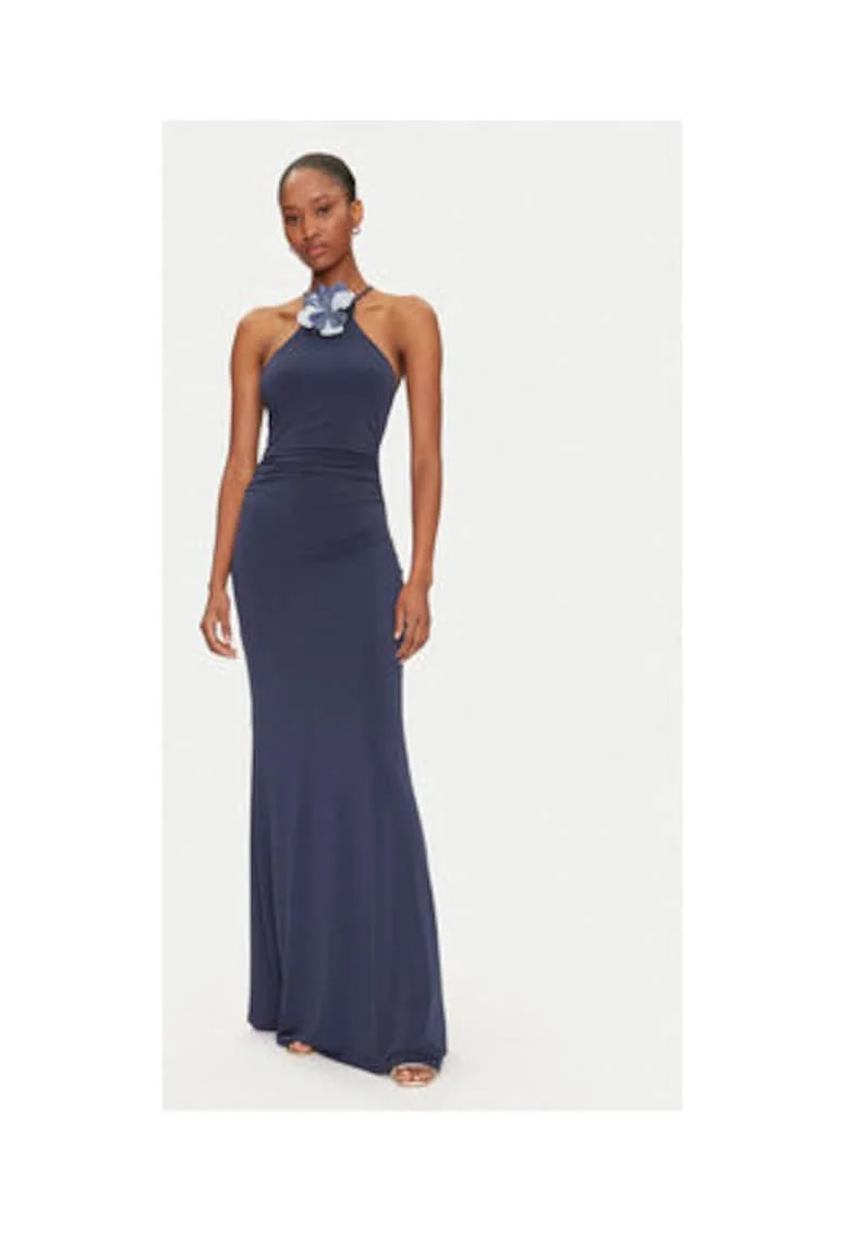 Rochie de seara lunga cu imprimeu uni