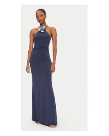 Rochie de seara lunga cu imprimeu uni