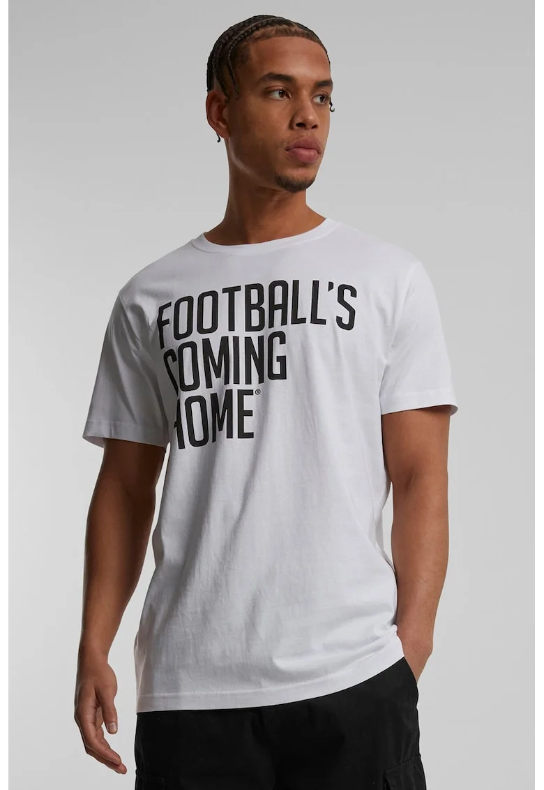 Tricou de bumbac cu imprimeu text, Alb