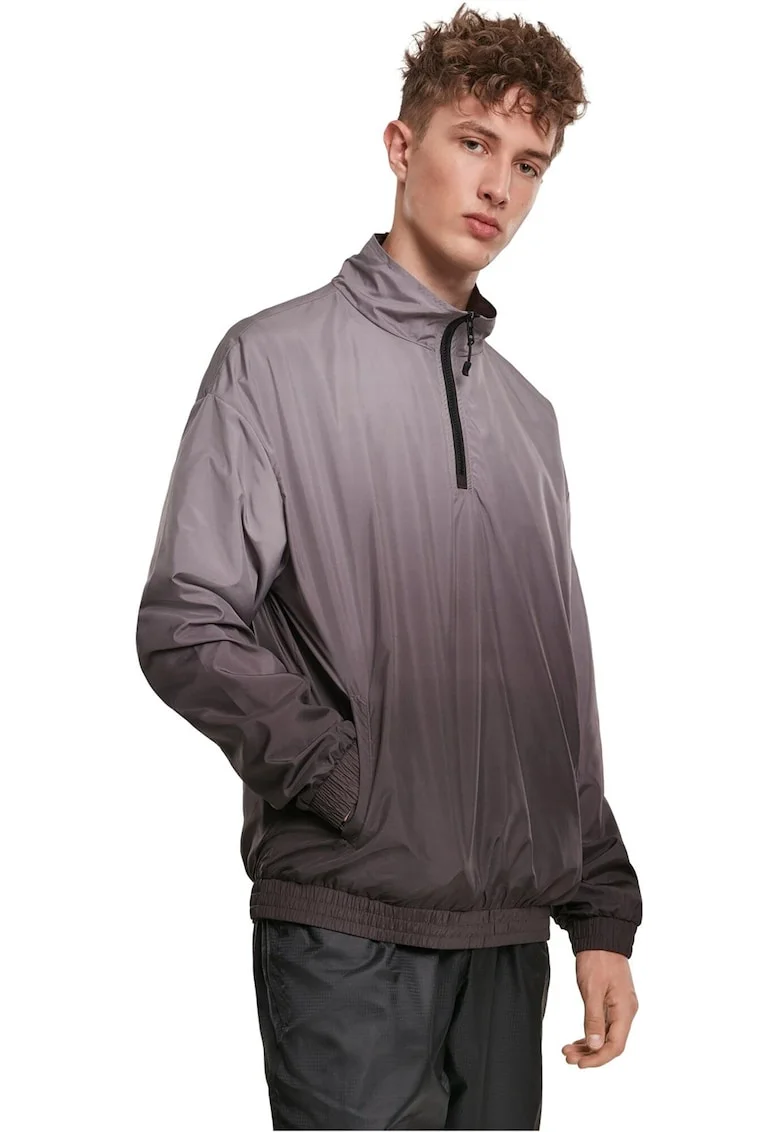 Bluza de trening cu decolteu cu fermoar scurt, Negru/Gri