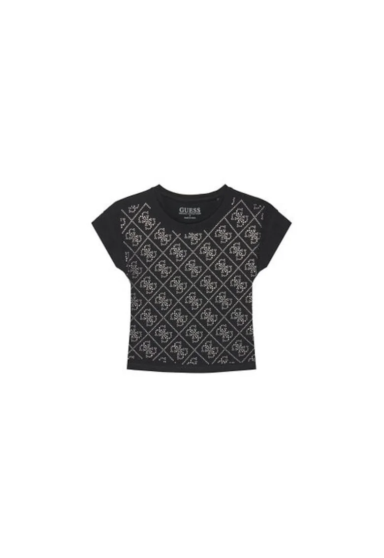 Tricou din amestec de bumbac organic cu aplicatii din strasuri