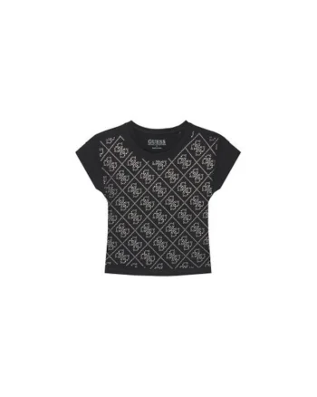 Tricou din amestec de bumbac organic cu aplicatii din strasuri