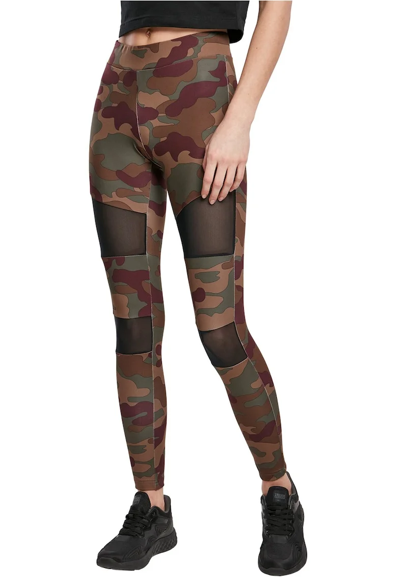 Colanti cu model camuflaj, Rosu inchis/Verde feriga