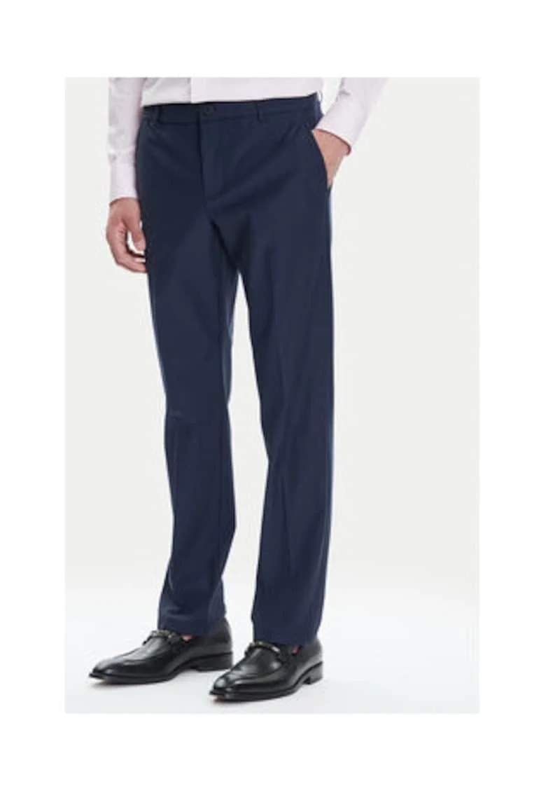 Pantaloni din amestec de bumbac cu talie medie si croiala conica