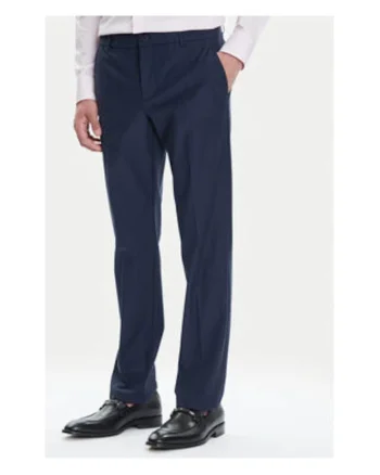 Pantaloni din amestec de bumbac cu talie medie si croiala conica
