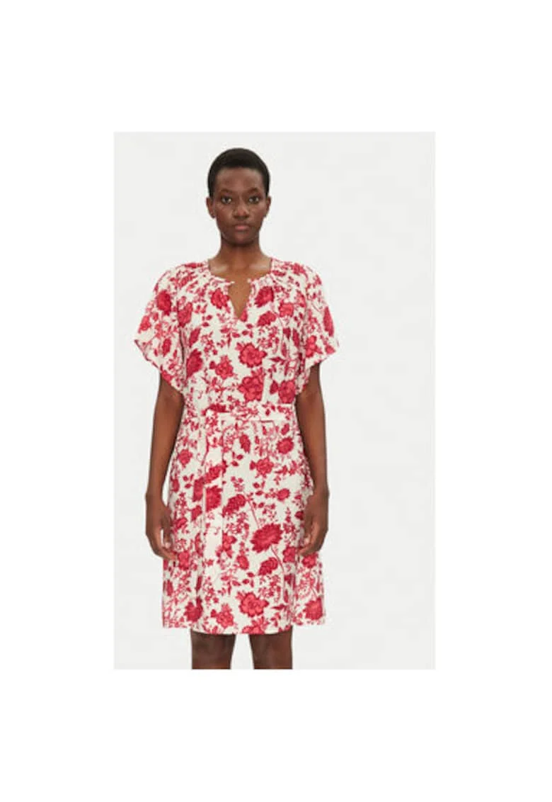 Rochie scurta cu model floral, Roz