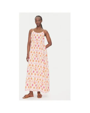 Rochie maxi cu model floral, Portocaliu