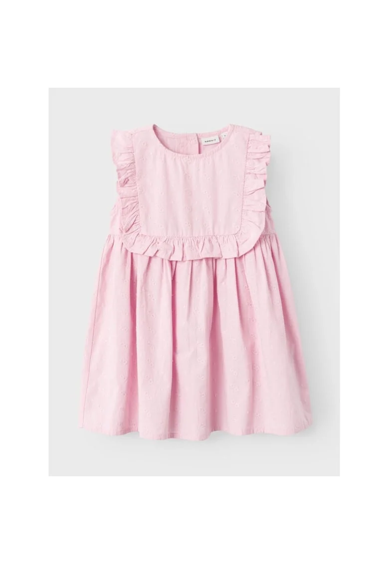 Rochie evazata cu volanase, Roz