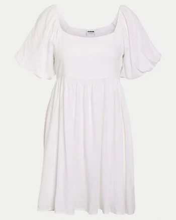 Rochie scurta cu maneci bufante, Alb