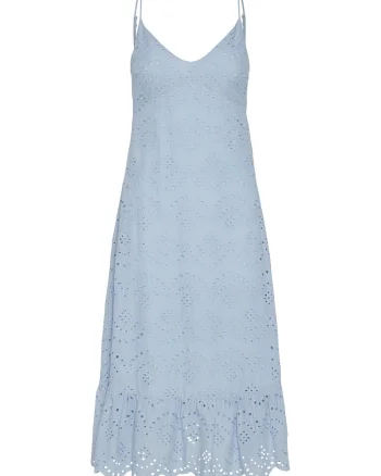 Rochie midi cu dantela sangallo, Albastru deschis