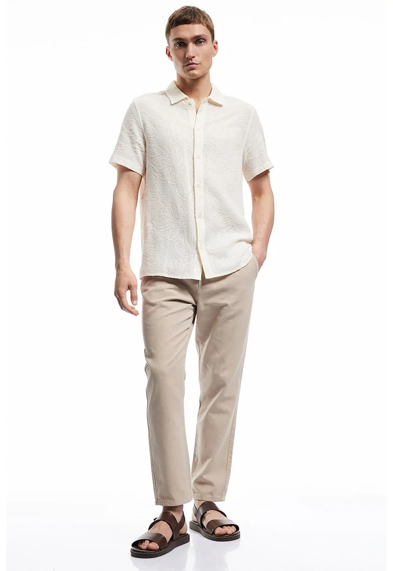 Pantaloni conici de bumbac cu buzunare laterale, Bej