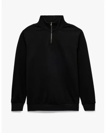 Bluza de trening cu aspect texturat si guler mediu, Negru