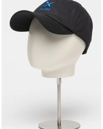 Sapca de bumbac cu logo brodat, Negru/Albastru royal